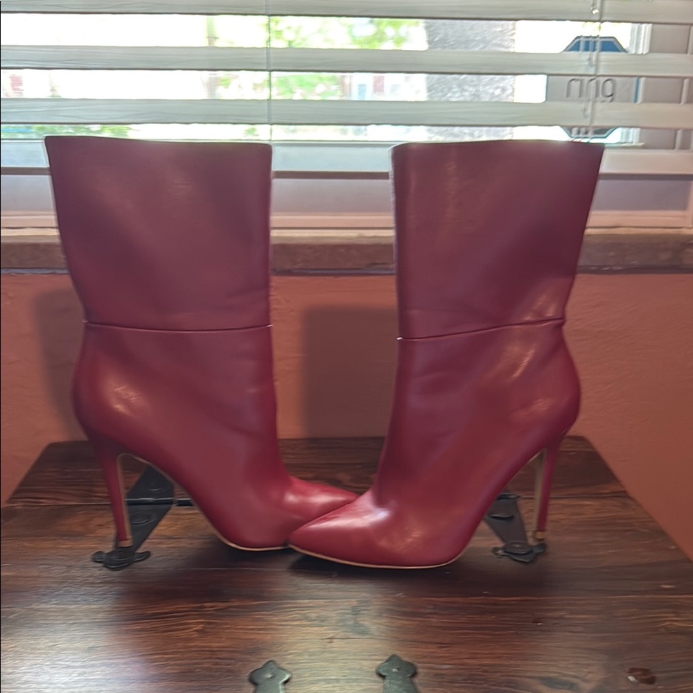 Charles By Charles David Red Heeled Boots Sleek Design
